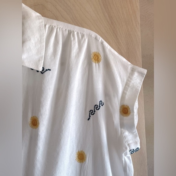 MADEWELL White Embroidered Cotton Button Down Shirt Top XS/S Women’s - Picture 8 of 14